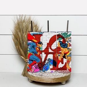 Superman 20 Oz Skinny Sublimated Tumbler